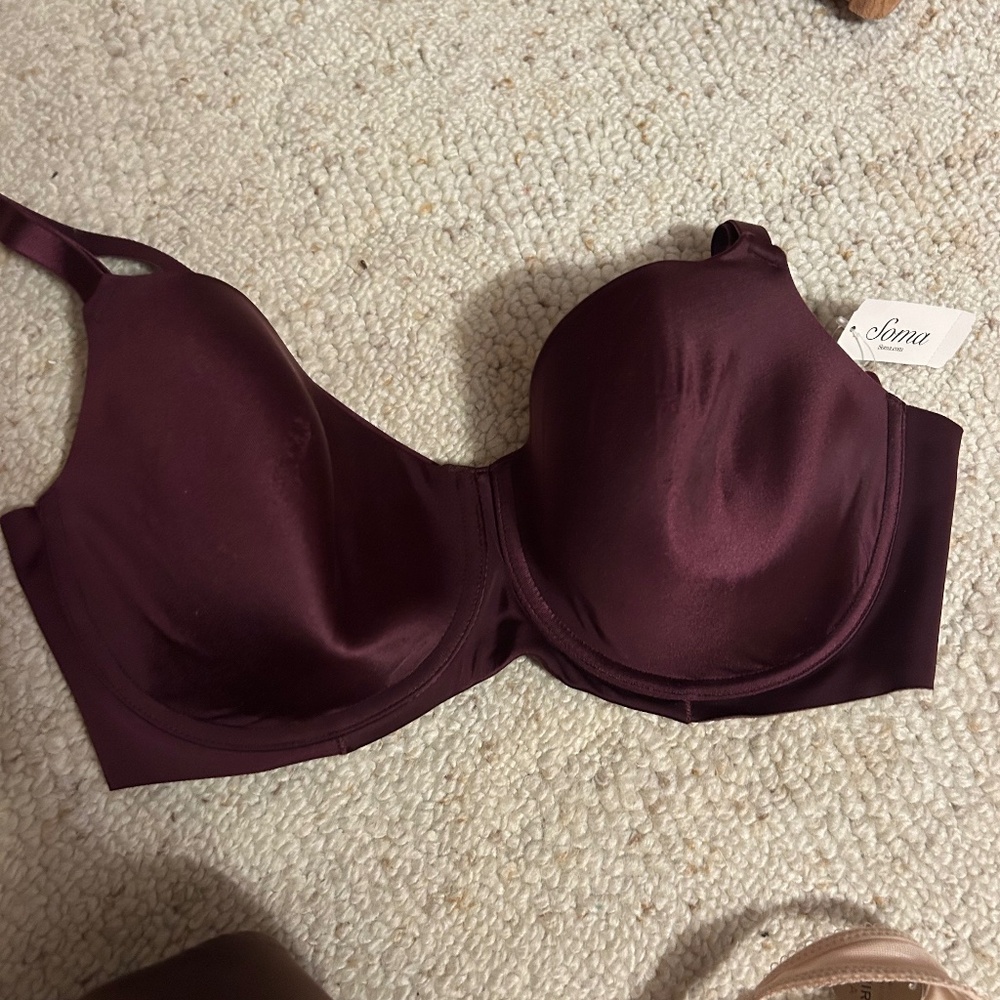 NWT Soma 38DD vanishing back blaconet bra in merlot